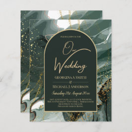 Moderno Emerald Green Dourado Agate Marble WEDDING