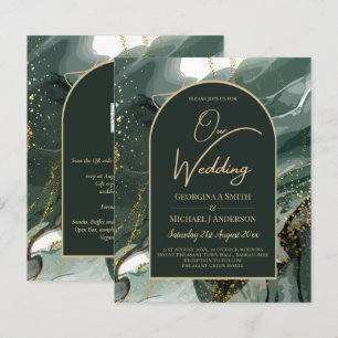 Moderno Emerald Green Dourado Agate Marble WEDDING