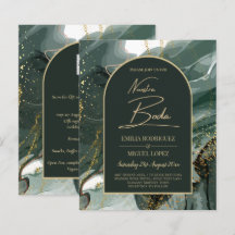 Moderno Emerald Green Dourado Agate Marble WEDDING