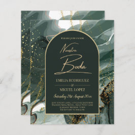 Moderno Emerald Green Dourado Agate Marble WEDDING