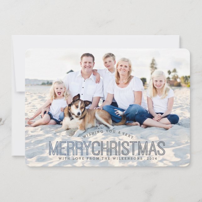 Moderno Feliz Natal Dois Cartão com fotos (Frente)