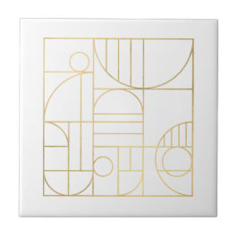 Moderno Geométrico Deco Faux Dourado/White Designe