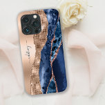 Moderno Indigo Blue Agate & Rosa Dourado Confetti<br><div class="desc">Adicione um toque de elegância moderna ao seu iPhone 13 com o nosso espantoso "Modern Indigo Blue Agate & Rosa Dourado Confetti Leaf iPhone 13 Pro Case". Esta elegante e na moda apresenta uma combinação cativante de sotaques de folha de design de agato azul indigo e rosa de confete dourado,...</div>