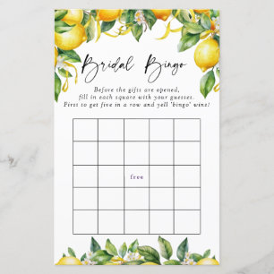 Moderno Lemons Citrus Bridal Bingo
