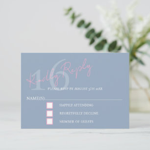 Moderno Minimalista 16º RSVP Rosa Azul Aniversário