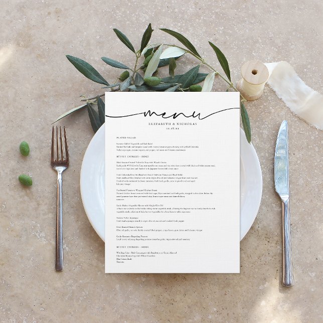 Moderno Minimalista | Menu de Casamento (Criador carregado)