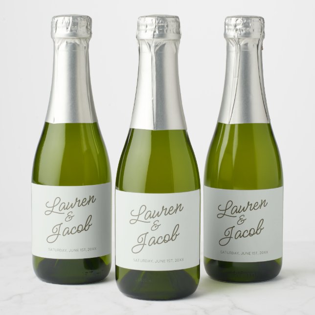 Moderno Minimalista Minimal Verde Casamento Mini (Garrafas)
