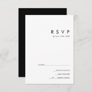 Moderno Minimalista   Placa RSVP Preta