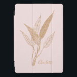 Moderno Mínimo Botânico Deixa Dourado Nome<br><div class="desc">Mínimo Moderno Personalizado Folhas Botânicas Desenhando em iPad Blush e Dourado</div>