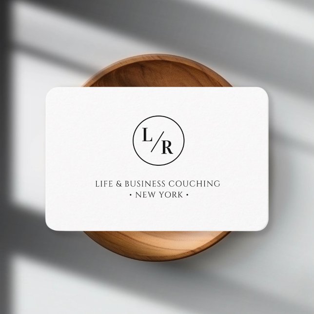 Moderno, Monograma, cartão de visita branco (Modern, Monogram, white business card)