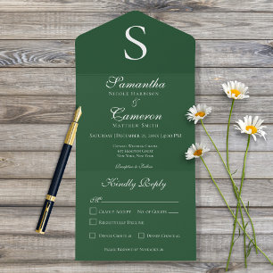 Moderno Monograma Emerald Green