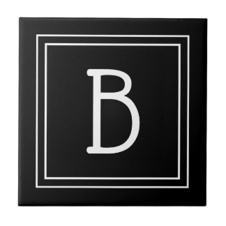 Moderno Monograma Preto e Branco Inicial Simples