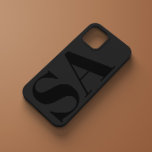 Moderno negro inicial mínimo contemporâneo<br><div class="desc">Monograma inicial preto moderno,  design de capa de telefone contemporânea mínima.</div>