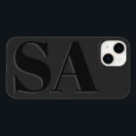 Moderno negro inicial mínimo contemporâneo<br><div class="desc">Monograma inicial preto moderno,  design de capa de telefone contemporânea mínima.</div>