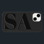 Moderno negro inicial mínimo contemporâneo<br><div class="desc">Monograma inicial preto moderno,  design de capa de telefone contemporânea mínima.</div>