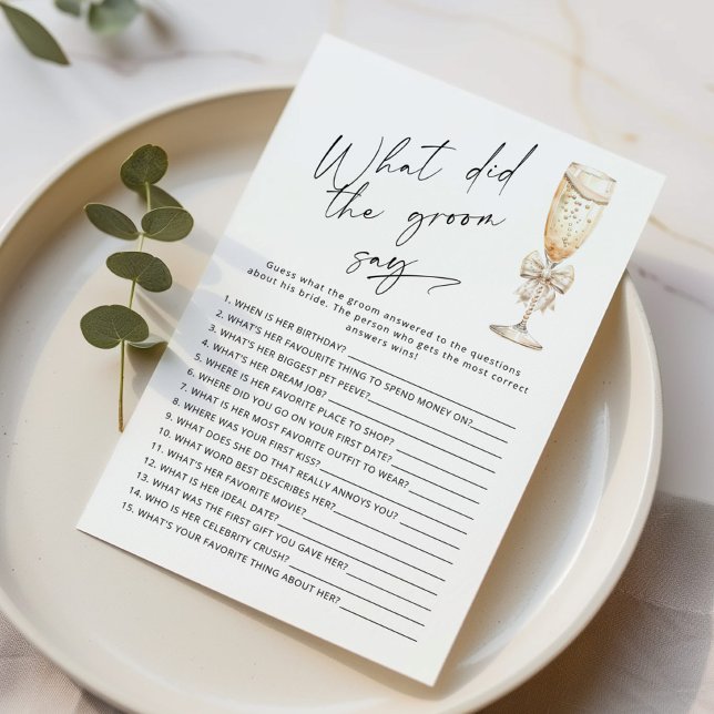 Moderno O que o noivo disse jogo de chá de panela (Criador carregado)