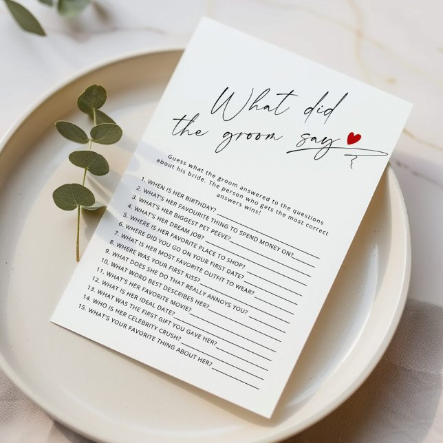 Moderno O que o noivo disse jogo de chá de panela (Criador carregado)