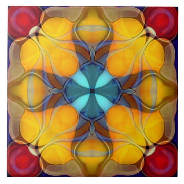 Moderno, ornamental, elegante, amarelo, teal, verm (Frente)