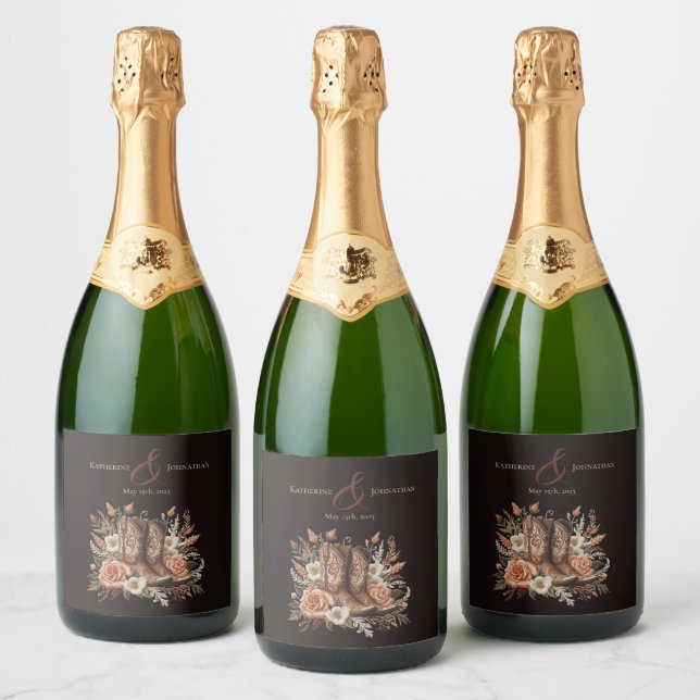 Moderno País Elegante - Flores Ocidentais (Garrafas)