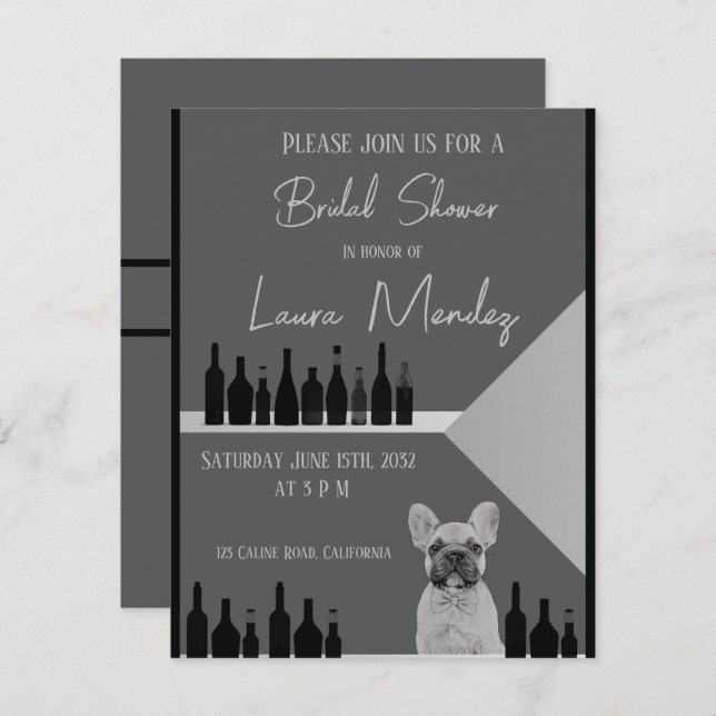 moderno perro oscuro Bridal Shower Invite (Frente/Verso)