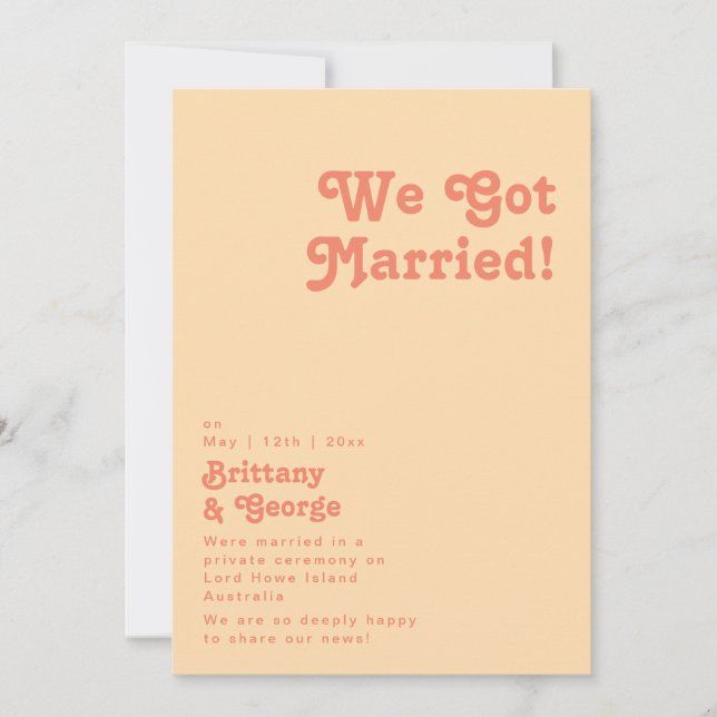 Moderno Retro | Anúncio de Casamento Secreto em Cr (Frente)