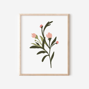 Moderno Rosa Flores Selvagens Ilustração Poster de