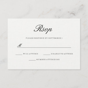 Moderno RSVP de Casamento Branco Elegante