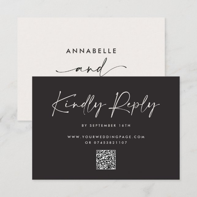 Moderno RSVP de casamento com script minimalista e (Frente/Verso)
