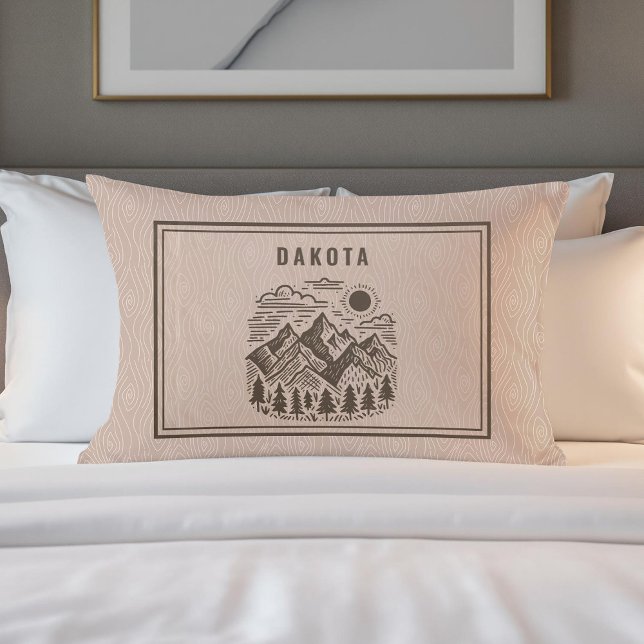 Moderno Rústico Montanha Personalizado (Custom Modern Mountain Pillow Case with Modern Wood Background)