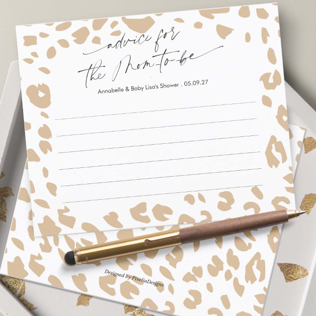 Moderno Safari: aconselhamento neutro sobre mamães (Safari Themed, Gender Neutral Baby Shower Advice for mommy cards.)