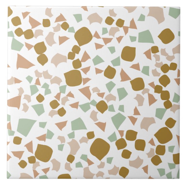 Moderno Simples Terrazzo Branco Dourado (Frente)