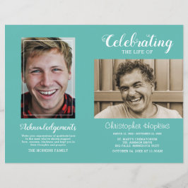 Moderno Teal Photo Memorial Funeral