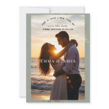 Moderno Verde Sage Dourado Botânico Save the Date