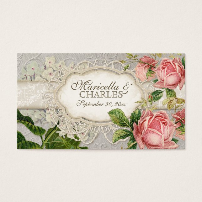 Moderno Vintage Lace Tea Stainea Hydrangea n Rosas (Frente)