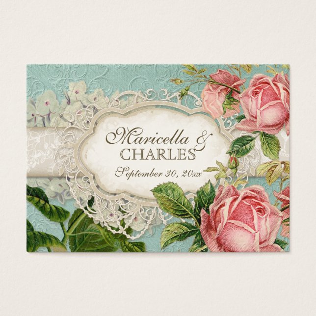 Moderno Vintage Lace Tea Stainea Hydrangea n Rosas (Frente)