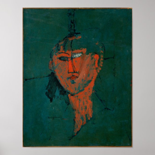 Modigliani Abstrato Orange Art Impressão (Frente)