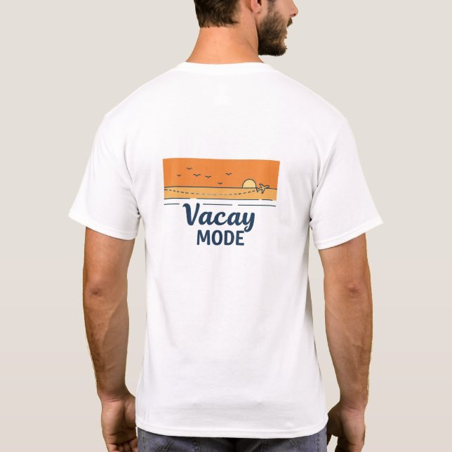 "Modo de Férias Ativado!" Camiseta Masculina Básic (Verso)