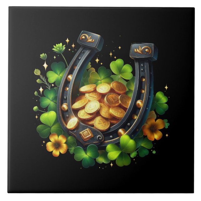 Moedas Douradas e Fecho de Ferradura Sortudo (Frente)