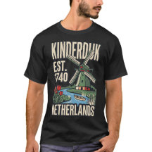 Moinho de Kinderdijk Holanda Camisa de Viagem Vint