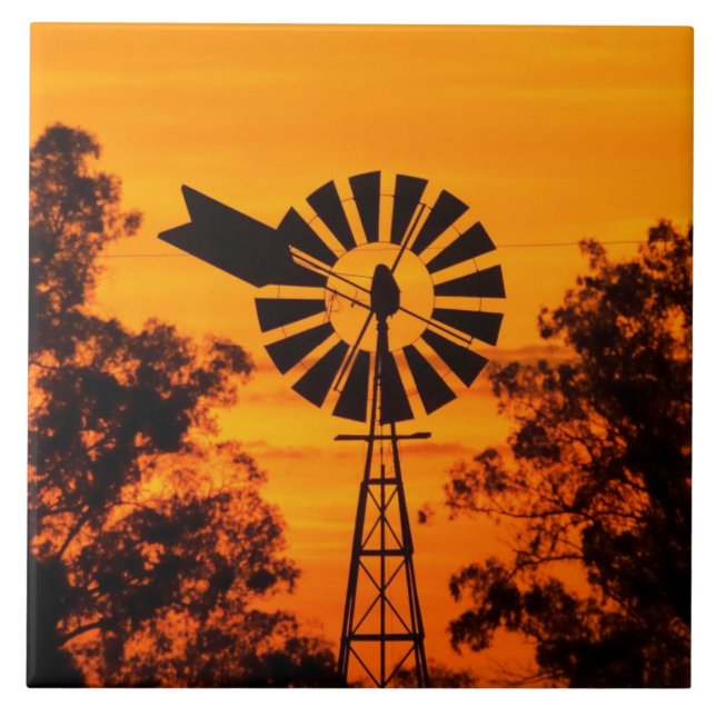 Moinho de vento ao pôr do sol, Austrália (Frente)