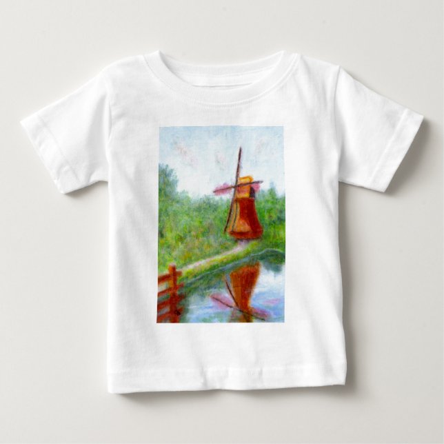 Moinho de vento da impressão, a camisa do bebê (Frente)