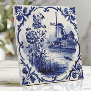 Moinho de Vento e Floral Tradicionais de Delftware