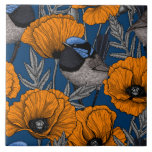 Moinhos de fada e flores de papoila laranja<br><div class="desc">Erva de fada e papoila,  padrão sem costura desenhado no Illustrator.</div>