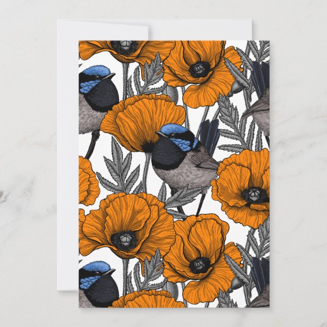 Moinhos de fada e flores de papoila laranja 2 (Frente)