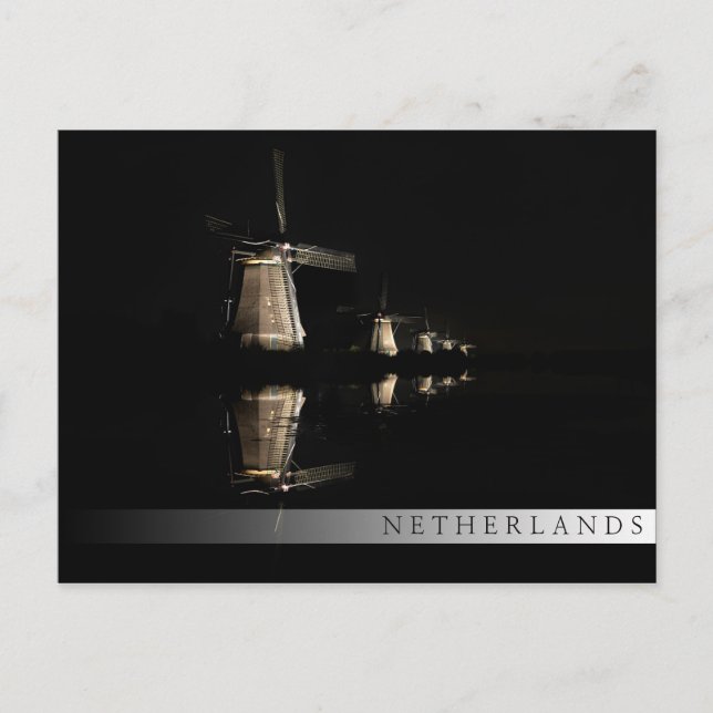 Moinhos de vento iluminados no cartão postal do ba (Frente)