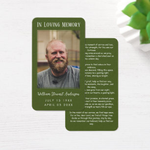 Moisés Green Funeral Memorial Prayer Cartão com fo