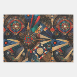 Mola azul vibrante "Crônicas do Indígenas antigo"