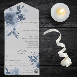 Mola d'água Azul Floral em Cinza clara Código QR