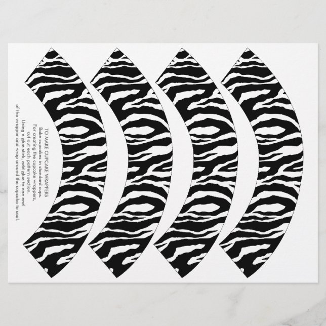Molas de Cupcake para Impressão Funky Zebra (Frente)