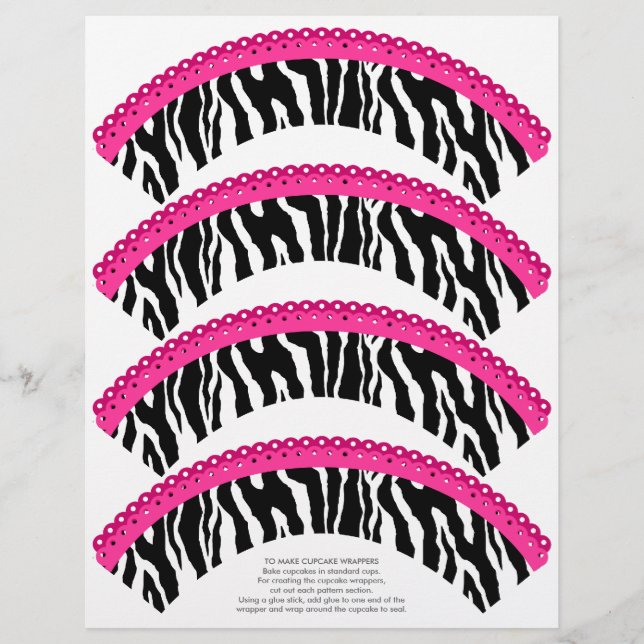 Molas para Cupcakes de rendas, em zebra, impressas (Frente)